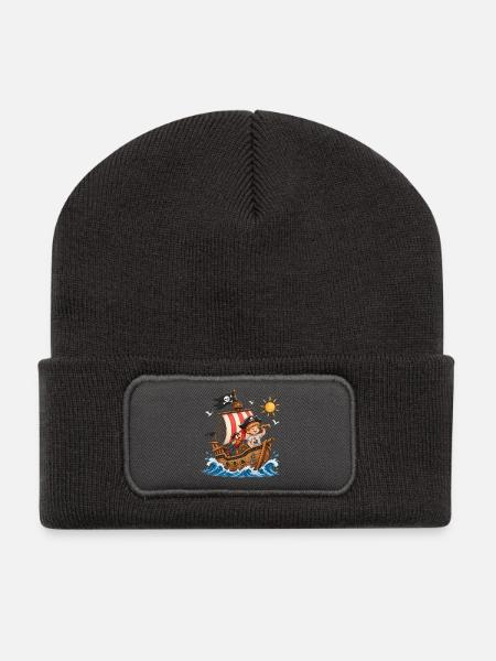 Piratenkind auf Piratenschiff - Recycelte Patch Beanie - Dunkelgrau