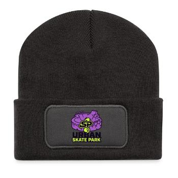 Skatepark Bowl Wappen Logo - Recycelte Patch Beanie - Dunkelgrau - Vorne