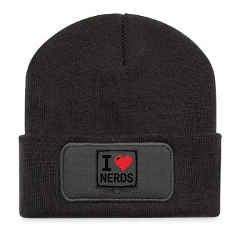 I Heart Nerds Pixel Heart - Recycelte Patch Beanie - Dunkelgrau - Vorne