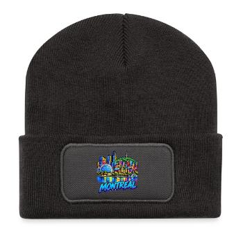 Montreal Neon Skyline Illustration - Recycelte Patch Beanie - Dunkelgrau - Vorne