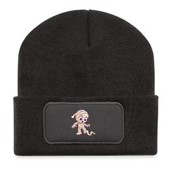Lustige Halloween-Mumie mit lockerem Pflaster - Recycelte Patch Beanie - Dunkelgrau - Vorne