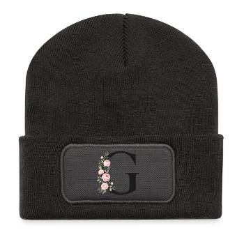 G Buchstabe Monogram Floral - Recycelte Patch Beanie - Dunkelgrau - Vorne