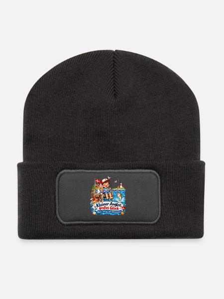 KleinerAngler GroßesGlück Küstenpoesie - Recycelte Patch Beanie - Dunkelgrau