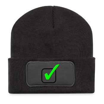 Neon-Grüner Haken Print - Recycelte Patch Beanie - Dunkelgrau - Vorne