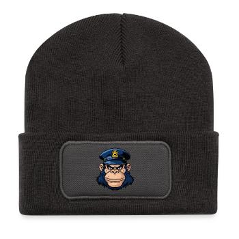 Affen Polizei - Recycelte Patch Beanie - Dunkelgrau - Vorne
