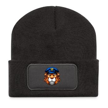 Löwe Polizei - Recycelte Patch Beanie - Dunkelgrau - Vorne