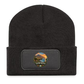 Teneriffa Vulkaninsel Küste Urlaub Sunset - Recycelte Patch Beanie - Dunkelgrau - Vorne
