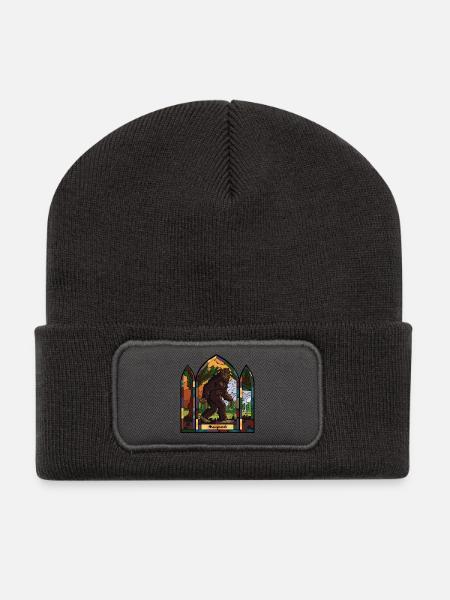 Sasquatch Buntglasfenster - Recycelte Patch Beanie - Dunkelgrau