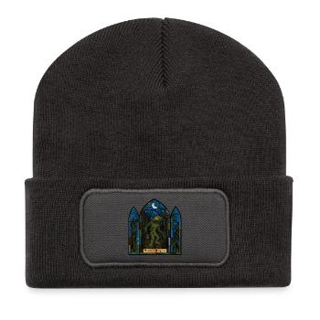Mondbeschienener Froschmann im Buntglas - Recycelte Patch Beanie - Dunkelgrau - Vorne