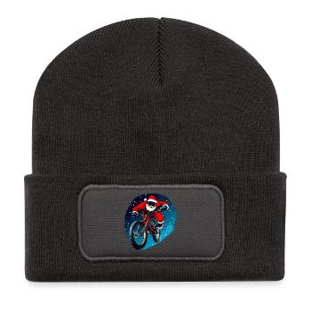 Downhill Biker Weihnachten - Recycelte Patch Beanie - Dunkelgrau - Vorne