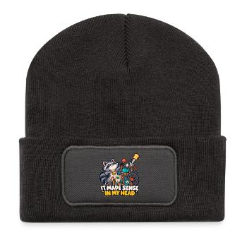 Das ergab in meinem Kopf Sinn - Recycelte Patch Beanie - Dunkelgrau - Vorne