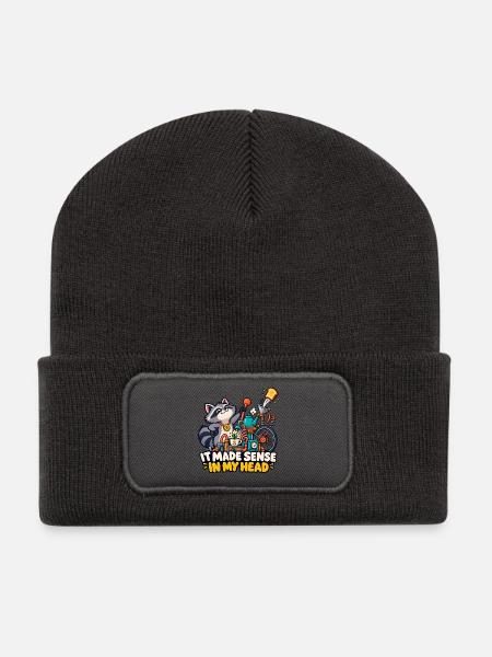 Das ergab in meinem Kopf Sinn - Recycelte Patch Beanie - Dunkelgrau