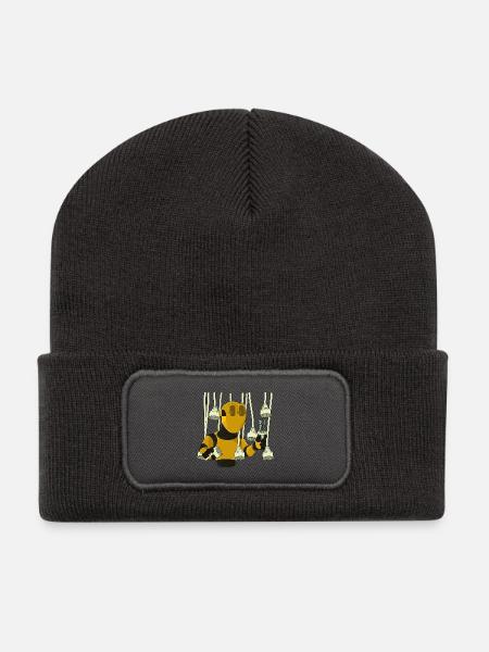 ANSTRAHLEND - Recycelte Patch Beanie - Dunkelgrau