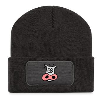 Kuh 3 - Recycelte Patch Beanie - Dunkelgrau - Vorne