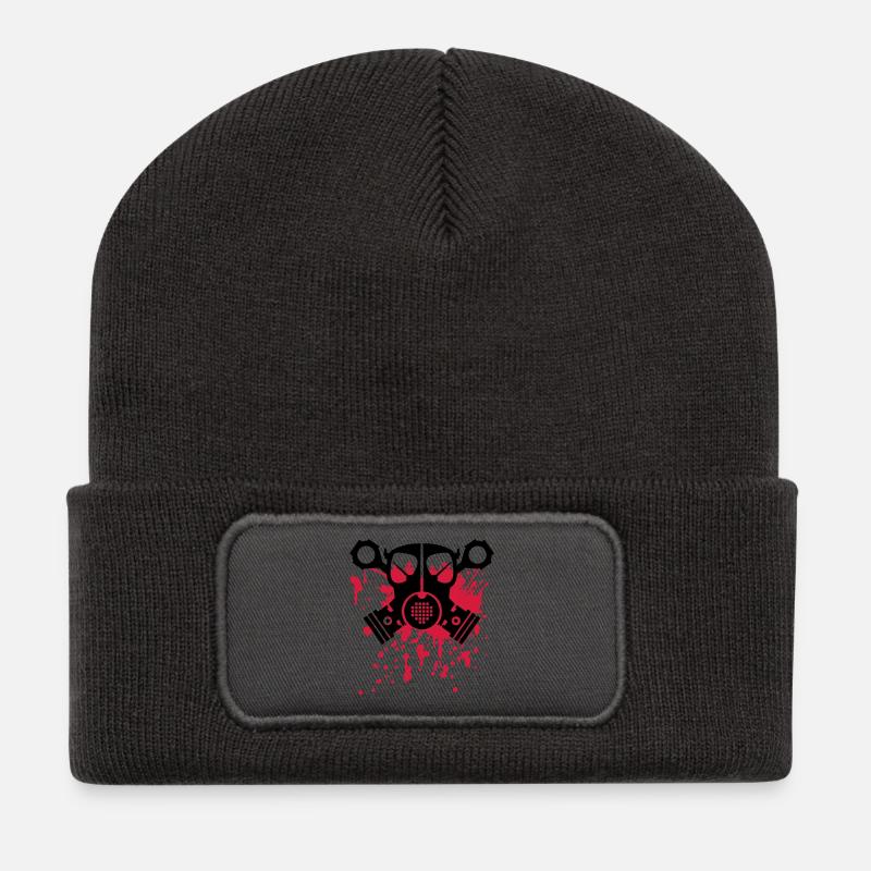 unlimited skull - Recycelte Patch Beanie - Dunkelgrau