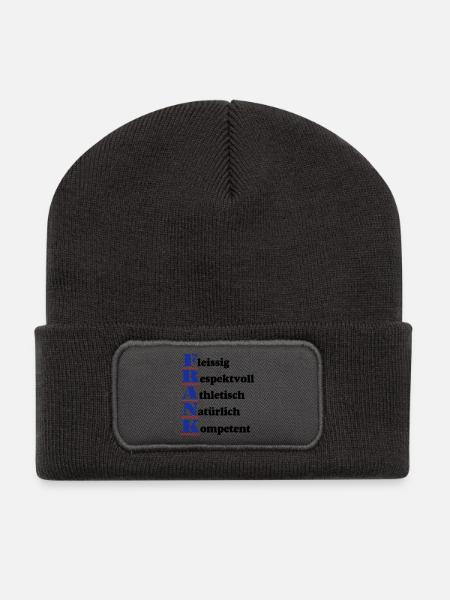 Frank , Vorname,Namensschild,Name,Fun Shirt (25) - Recycelte Patch Beanie - Dunkelgrau