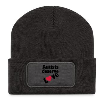 Autists deserve Love Autist Autismus Geschenk - Recycelte Patch Beanie - Dunkelgrau - Vorne