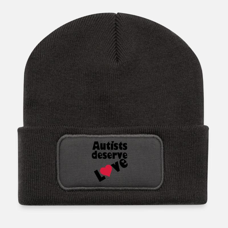 Autists deserve Love Autist Autismus Geschenk - Recycelte Patch Beanie - Dunkelgrau