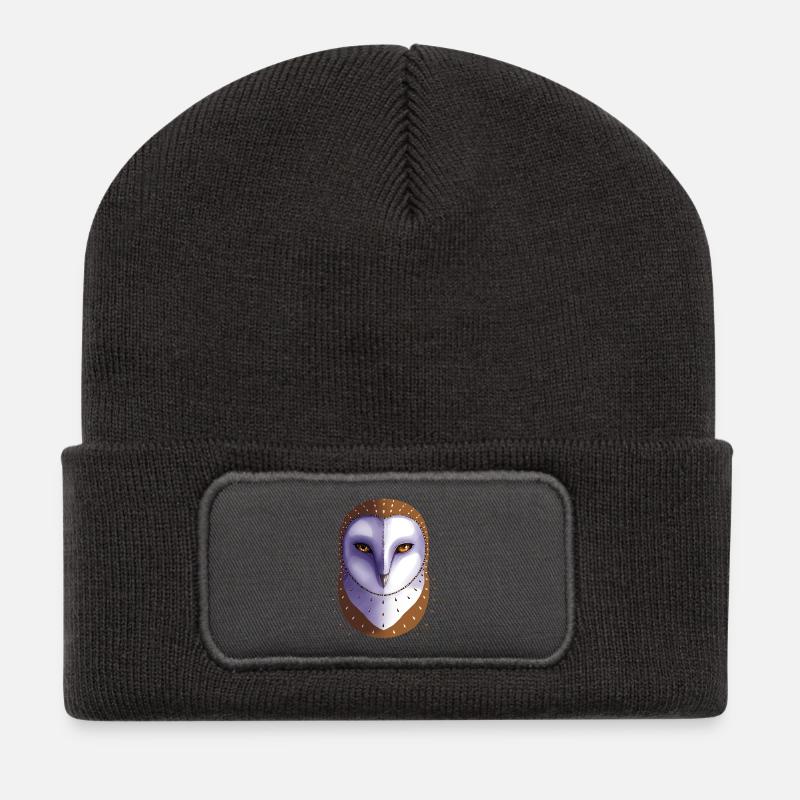 Schleiereule - Recycelte Patch Beanie - Dunkelgrau