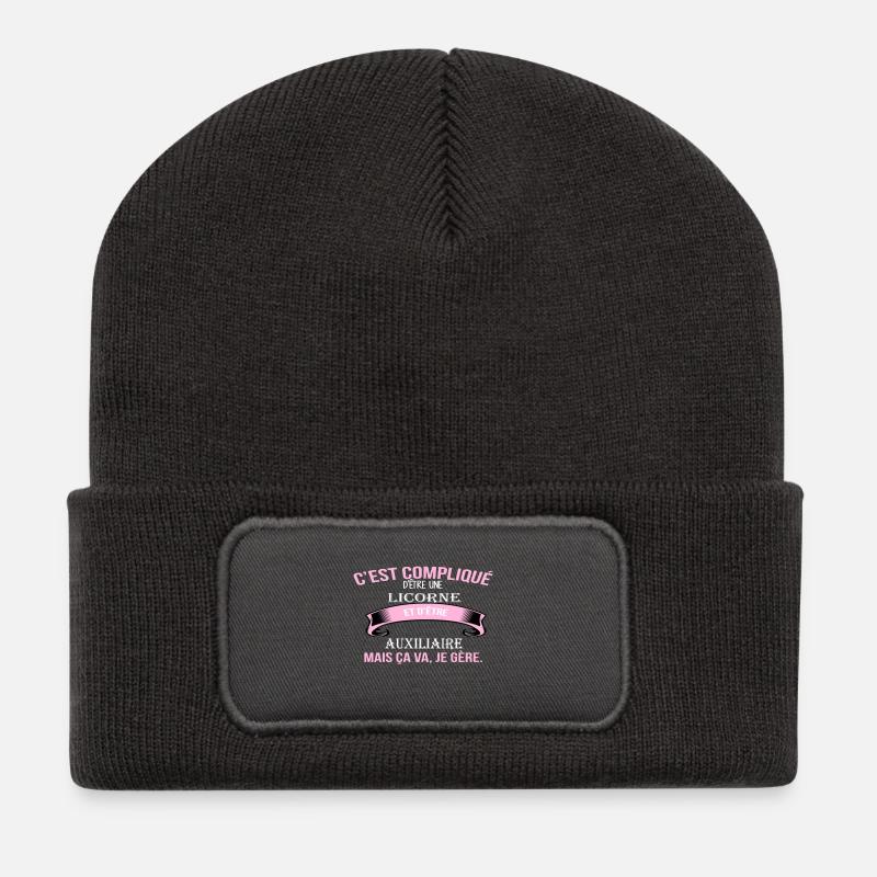 Auxiliaire - Beanie recyclé à patch - charbon