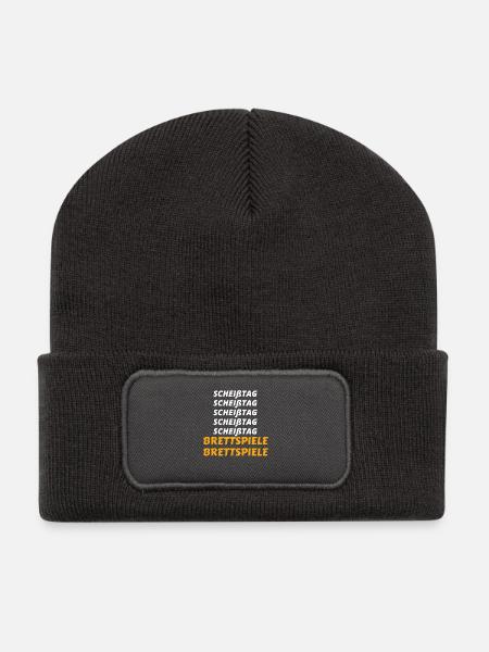 scheisstag geschenk geburtstag Brettspiele - Recycelte Patch Beanie - Dunkelgrau