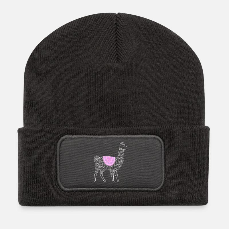 Boho Lama - Recycelte Patch Beanie - Dunkelgrau