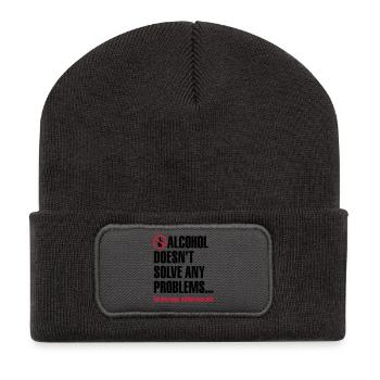 Alcohol does not solve any problems ... But then - Recycled Patch Beanie - dark grey - Front