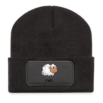 Illustration de moutons avec citation - Beanie recyclé à patch - charbon - Devant