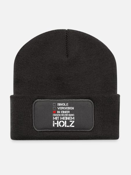 Beziehung Holz - Recycelte Patch Beanie - Dunkelgrau