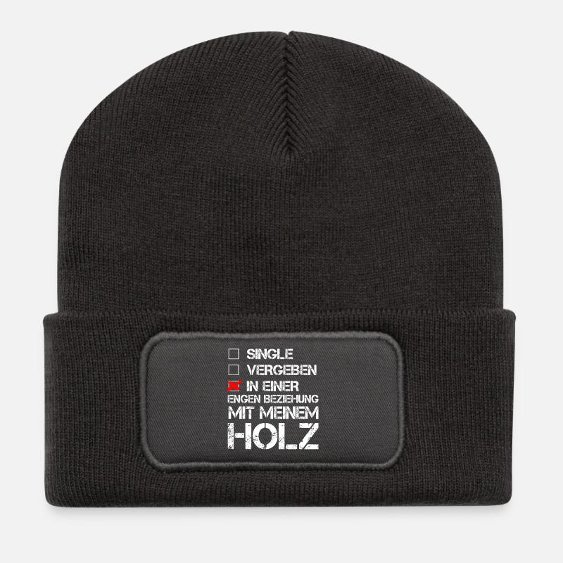 Beziehung Holz - Recycelte Patch Beanie - Dunkelgrau