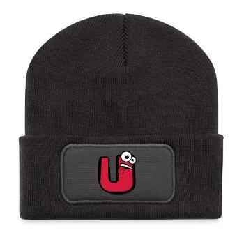 U buchstabe name schreiben cartoon comic gesicht l - Recycelte Patch Beanie - Dunkelgrau - Vorne