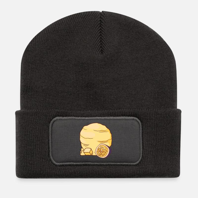 Eis Speiseeis Eiskrem Eiscreme Kugeleis Maracuja - Recycelte Patch Beanie - Dunkelgrau