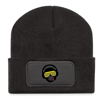 monkey_listen_music_pp3 - Recycelte Patch Beanie - Dunkelgrau - Vorne