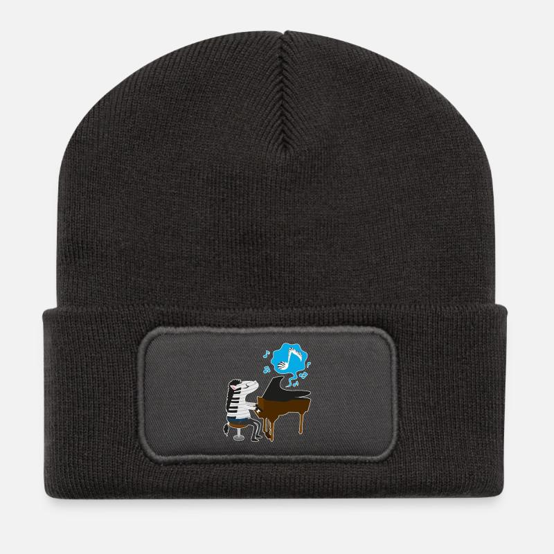 A zebra playing the piano - Recycled Patch Beanie - dark grey