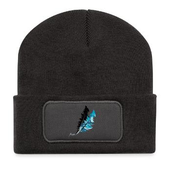 Illustration de liberté de plume de plume libre - Beanie recyclé à patch - charbon - Devant