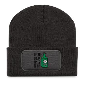 Let the good times be gin - Recycelte Patch Beanie - Dunkelgrau - Vorne