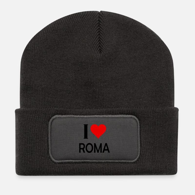 J'aime Roma - Beanie recyclé à patch - charbon