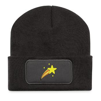 Étoile avec queue - Beanie recyclé à patch - charbon - Devant