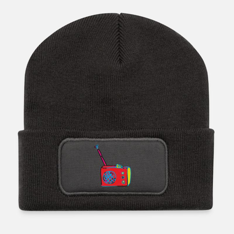 radio kunst - Recycelte Patch Beanie - Dunkelgrau