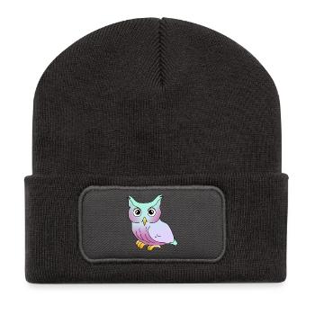 Eule - Recycelte Patch Beanie - Dunkelgrau - Vorne