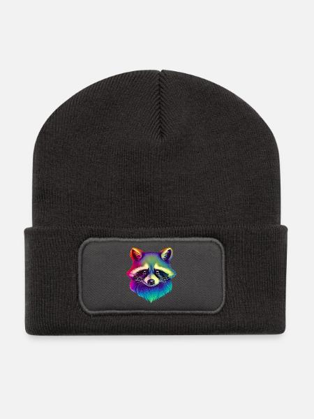 Waschbär - Recycelte Patch Beanie - Dunkelgrau