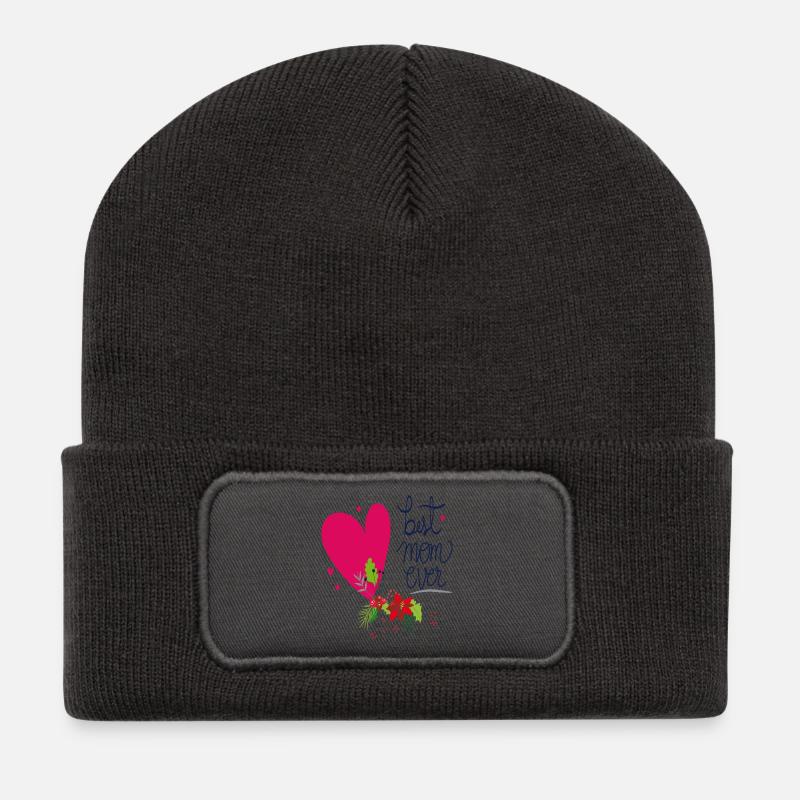 best mom ever - Recycelte Patch Beanie - Dunkelgrau