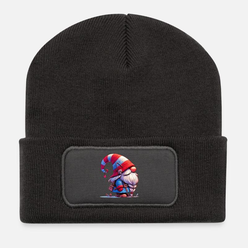 Gnom-Goblin-Elf - Recycelte Patch Beanie - Dunkelgrau