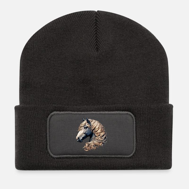 Pferd - Recycelte Patch Beanie - Dunkelgrau