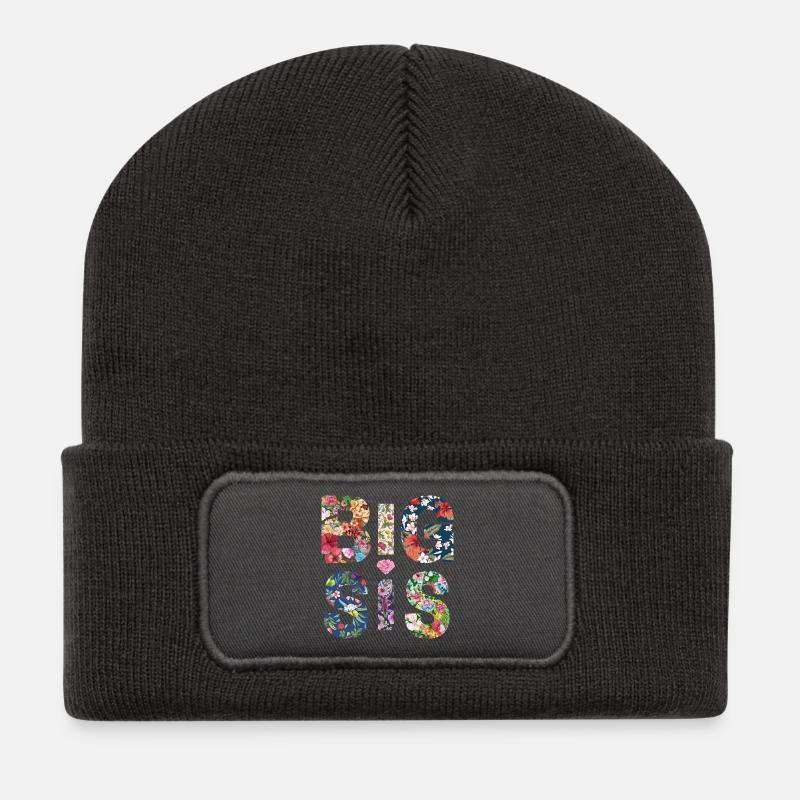 BIG SIS - Sister - Große Schwester - Partnerlook - Recycelte Patch Beanie - Dunkelgrau