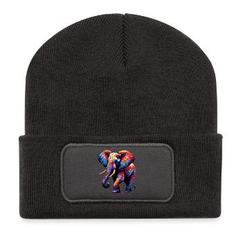 Elefant - Recycelte Patch Beanie - Dunkelgrau - Vorne