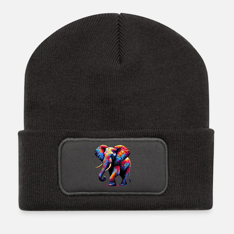Elefant - Recycelte Patch Beanie - Dunkelgrau