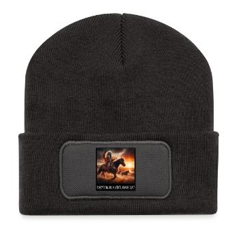 Kunst der amerikanischen Ureinwohner - Recycelte Patch Beanie - Dunkelgrau - Vorne