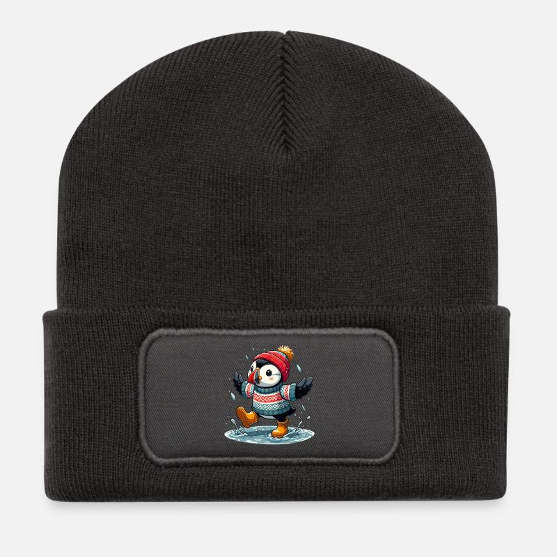 Island Puffin 12 - Recycelte Patch Beanie - Dunkelgrau
