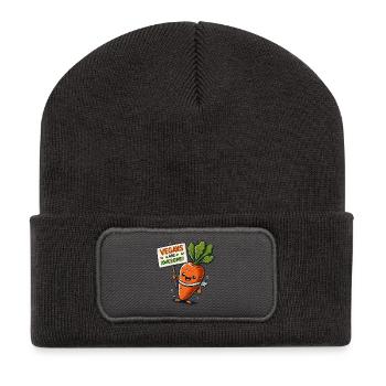 Cheerful Vegan Carrot - Recycled Patch Beanie - dark grey - Front